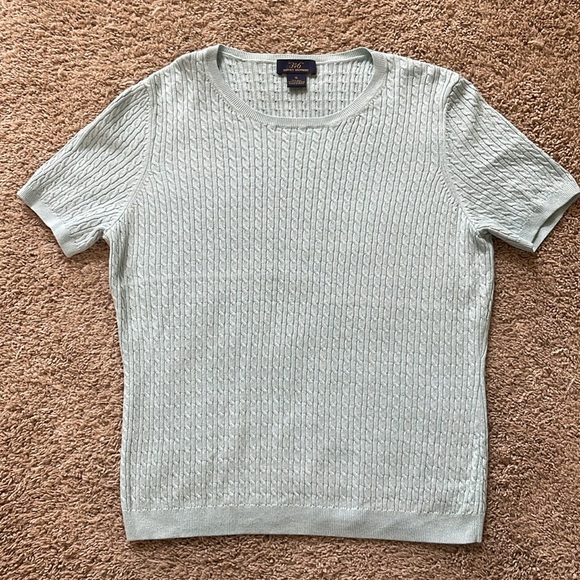 Brooks Bothers silk & cashmere sweater & cardigan set, light aqua - Picture 7 of 9